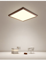 Modern Brown Square Flush Mount LED Ceiling Light Dimmable Geometric Lighting with Remote