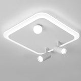 Modern Rectangular Dimmable LED Flush Mount Ceiling Light with Rotatable Spotlights for Living Room