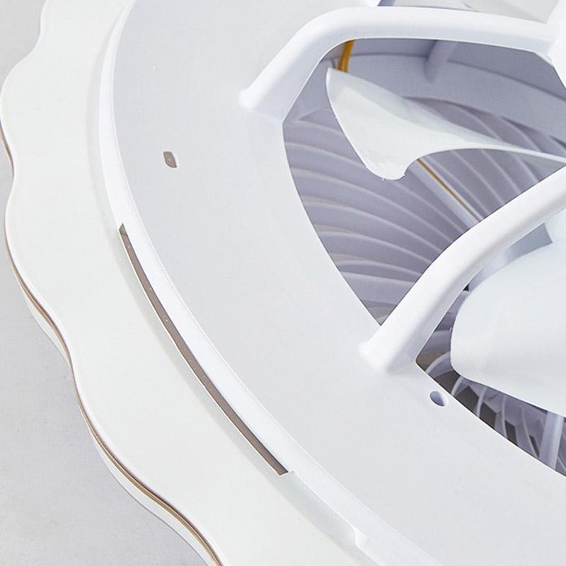Modern White and Gold Crown Bladeless Flush Mount Ceiling Fan with Remote Control and LED Light