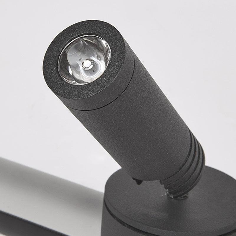 Modern LED Flush Mount Ceiling Light with Dual Rotatable Spotlights and Black Aluminum Frame