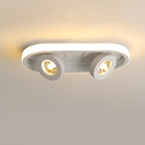 Modern Rectangular LED Ceiling Light with Dual Adjustable Spotlights for Kitchen Hallway and Porch