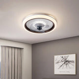Modern 20 Inch Round Flush Mount LED Ceiling Fan with Remote Control and 3 Speed Settings Gray Acrylic