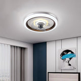 Modern 20 Inch Round Flush Mount LED Ceiling Fan with Remote Control and 3 Speed Settings Gray Acrylic