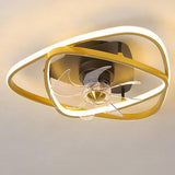Industrial Gold Flush Mount Ceiling Fan with Integrated LED Light and 6 Speed Remote Control