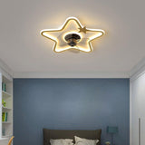 Modern Star Shaped Flush Mount Kids Ceiling Fan with LED Lighting and Remote Control