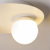 Modern Round White LED Ceiling Light Fixture with Rotatable Spotlight 8 Inch
