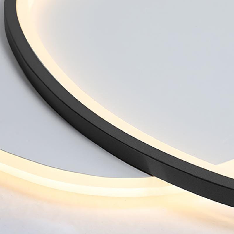 Modern Minimalist Round LED Ceiling Light Fixture for Bedroom and Living Room in Black and White
