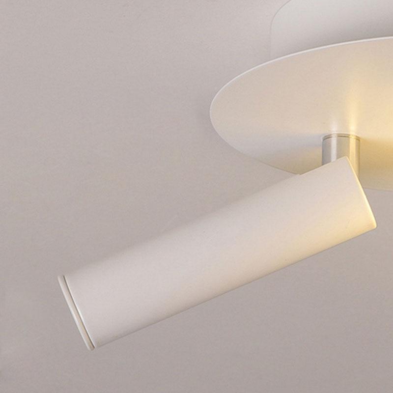 Modern Round White LED Ceiling Light Fixture with Rotatable Spotlight 8 Inch