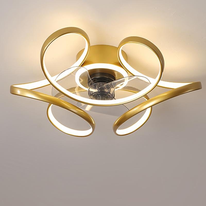 18 Inch Flower Shaped Modern Flush Mount Ceiling Fan with Light and Remote Control