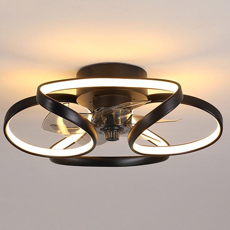 Modern Flower Design LED Flush Mount Ceiling Fan with Remote Control and 3 Speed Settings