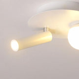 Modern Round White LED Ceiling Light Fixture with Rotatable Spotlight 8 Inch