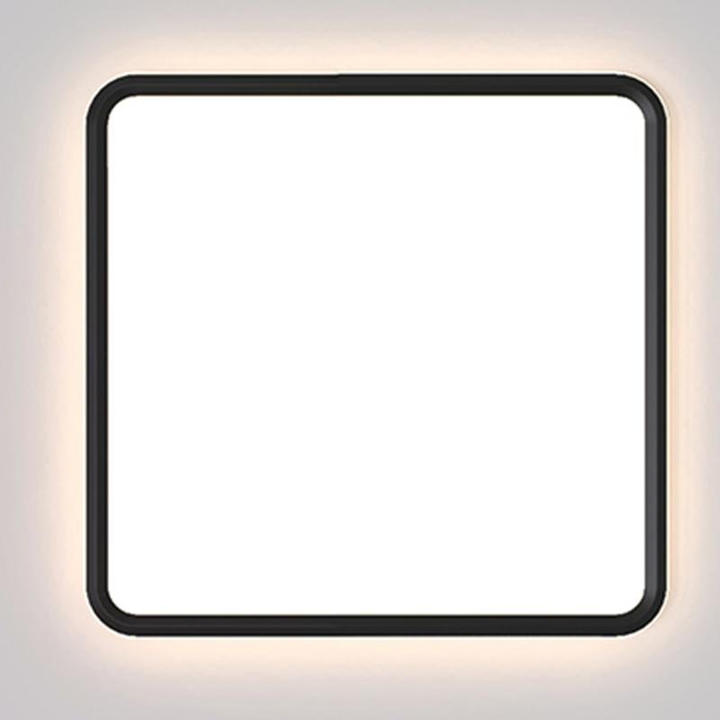 30 Inch Large Square LED Flush Mount Ceiling Light Dimmable Black Geometric Light Fixture