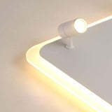 Modern Rectangular Dimmable LED Flush Mount Ceiling Light with Rotatable Spotlights for Living Room
