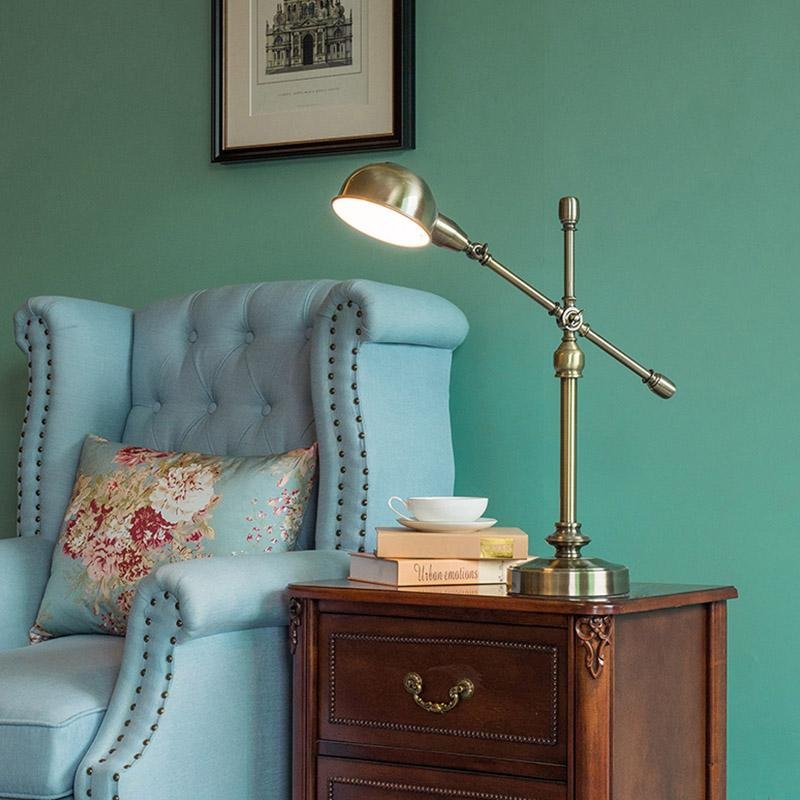 Industrial Silver Iron Dome Desk Lamp with Flexible Adjustable Arm for Home Office Study