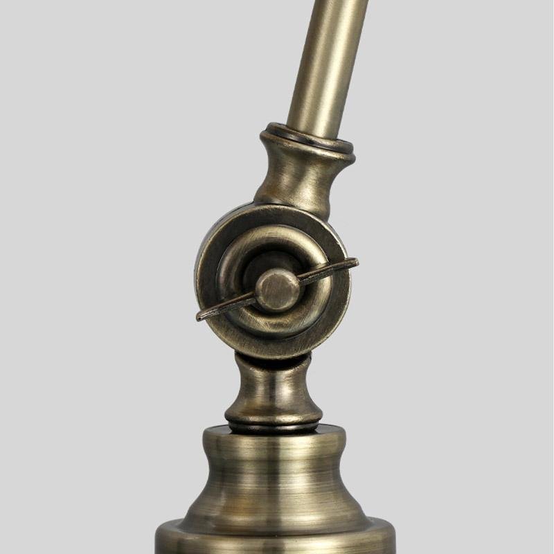 Modern Arched Metal Desk Lamp with Empire Pleated Linen Shade and Adjustable Arm