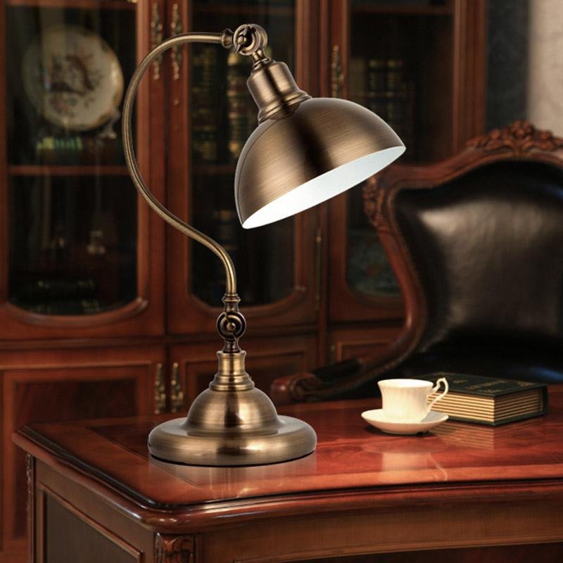 Bronze Antique Metallic LED Desk Lamp with Adjustable Gooseneck for Office and Task Lighting