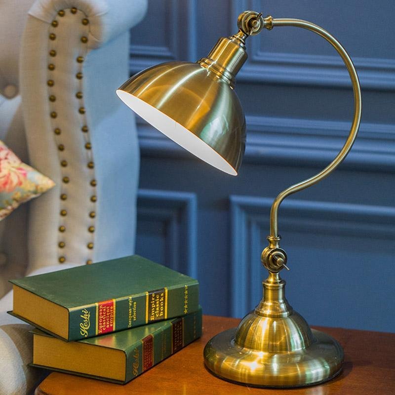 Bronze Antique Metallic LED Desk Lamp with Adjustable Gooseneck for Office and Task Lighting