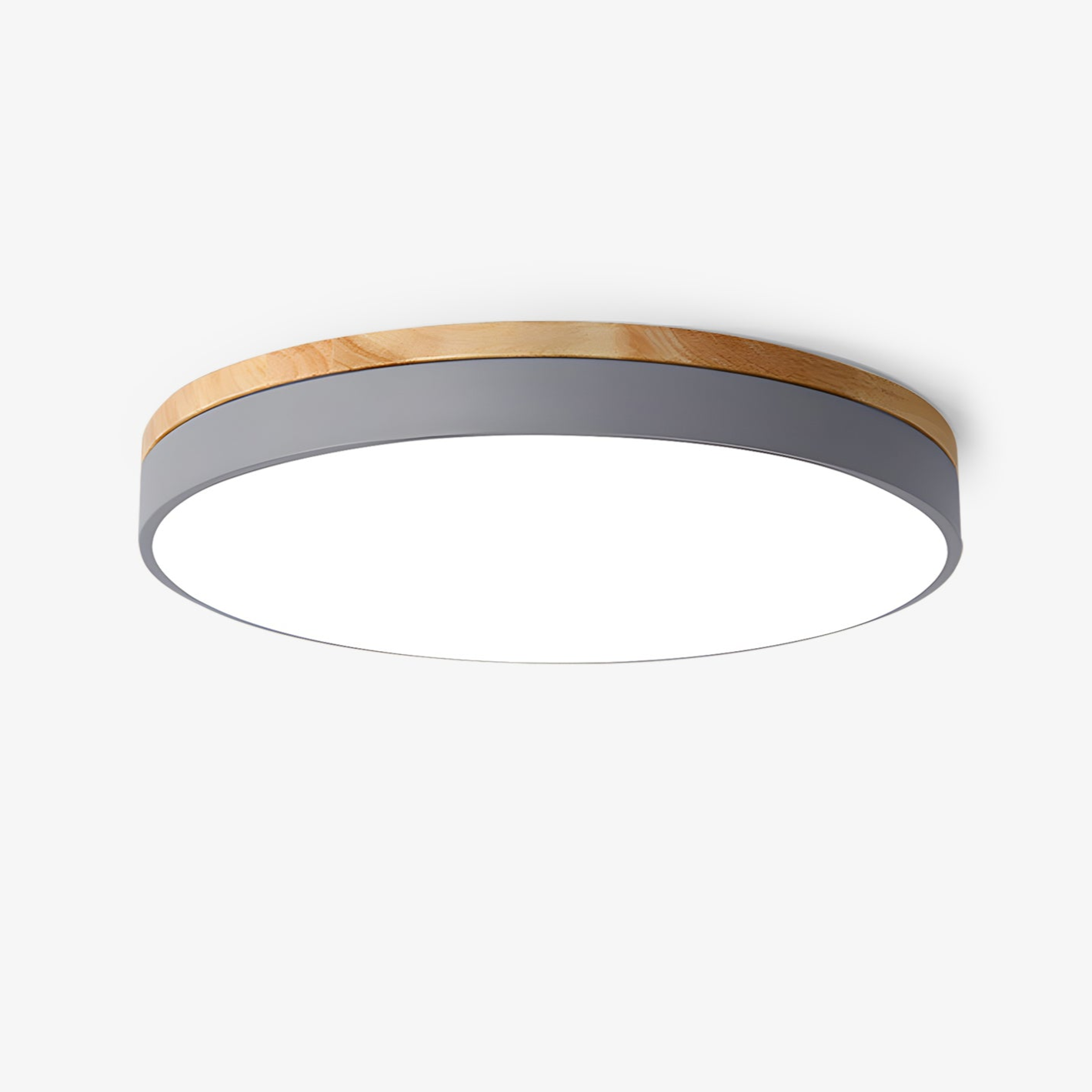 Modern Circular Wood LED Flush Mount Ceiling Lamp for Living Room and Bedroom