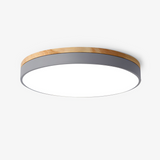 Modern Circular Wood LED Flush Mount Ceiling Lamp for Living Room and Bedroom