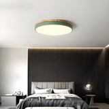 Modern Circular Wood LED Flush Mount Ceiling Lamp for Living Room and Bedroom