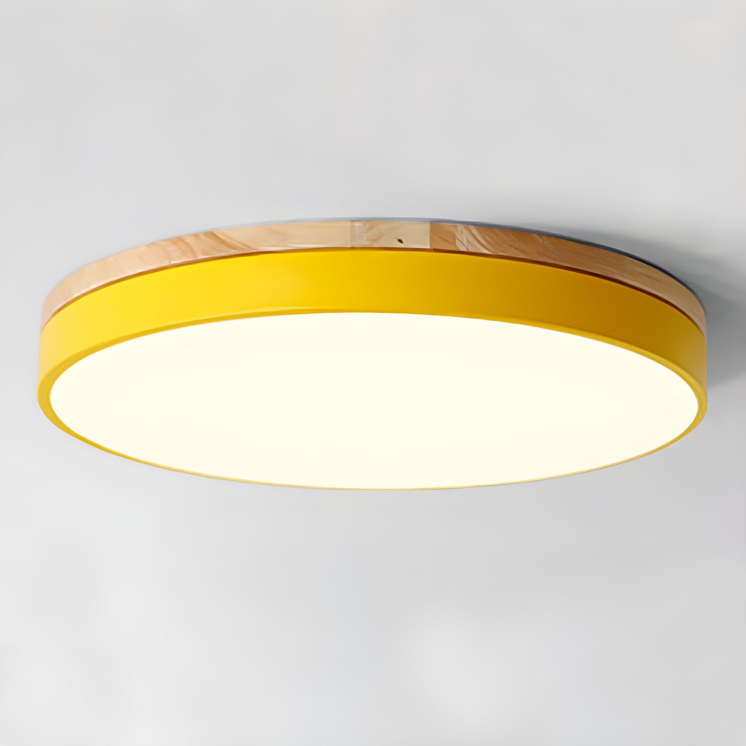 Modern Circular Wood LED Flush Mount Ceiling Lamp for Living Room and Bedroom