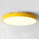 Modern Circular Wood LED Flush Mount Ceiling Lamp for Living Room and Bedroom