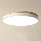 Modern Circular Wood LED Flush Mount Ceiling Lamp for Living Room and Bedroom