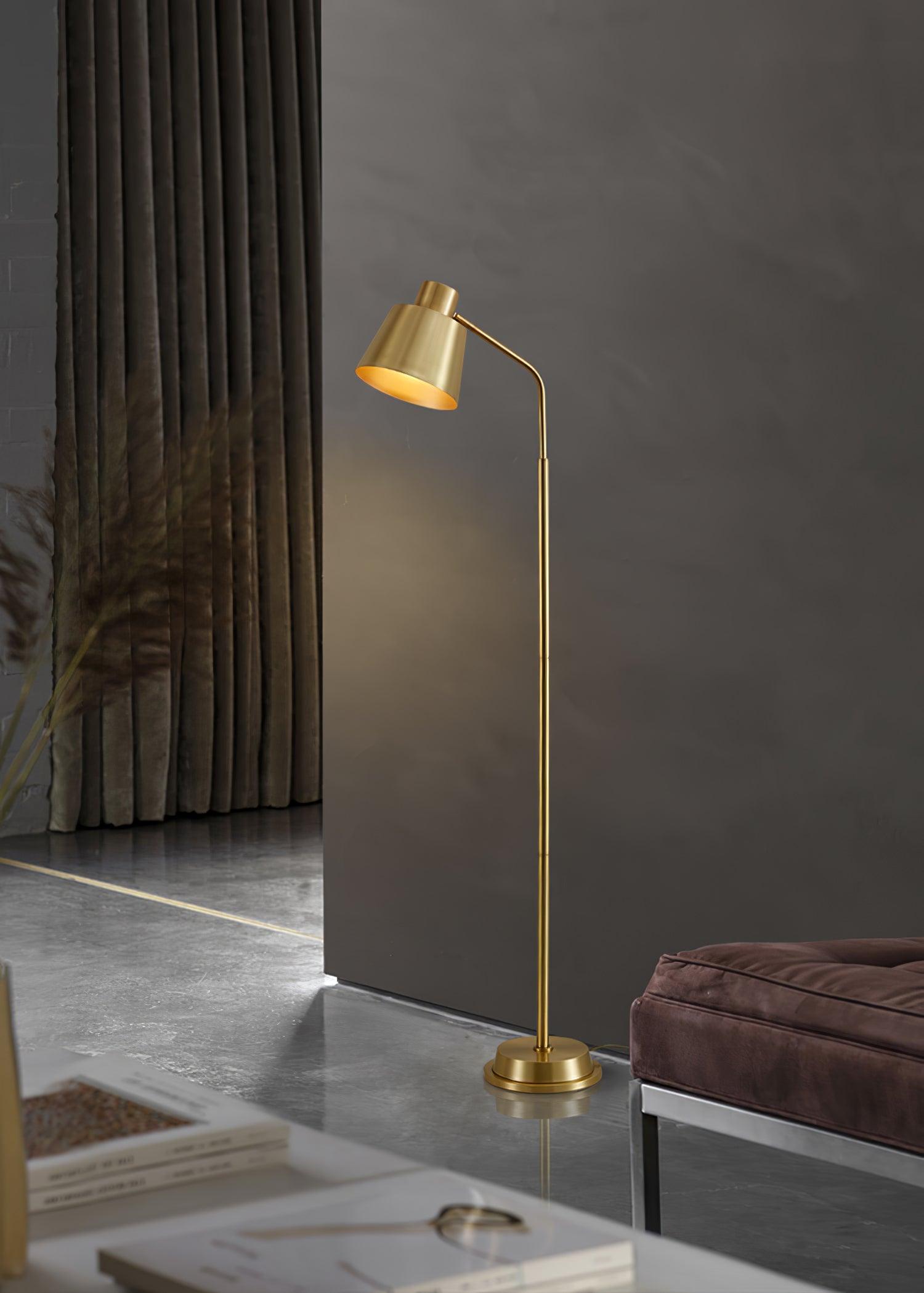 Contemporary Brass Gold Standing Floor Lamp Minimalist LED Lighting for Living Room
