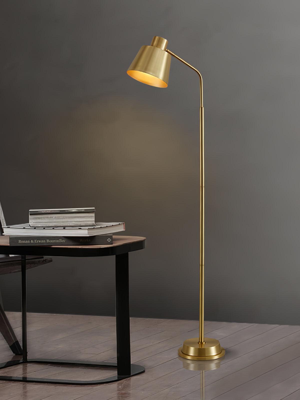 Contemporary Brass Gold Standing Floor Lamp Minimalist LED Lighting for Living Room