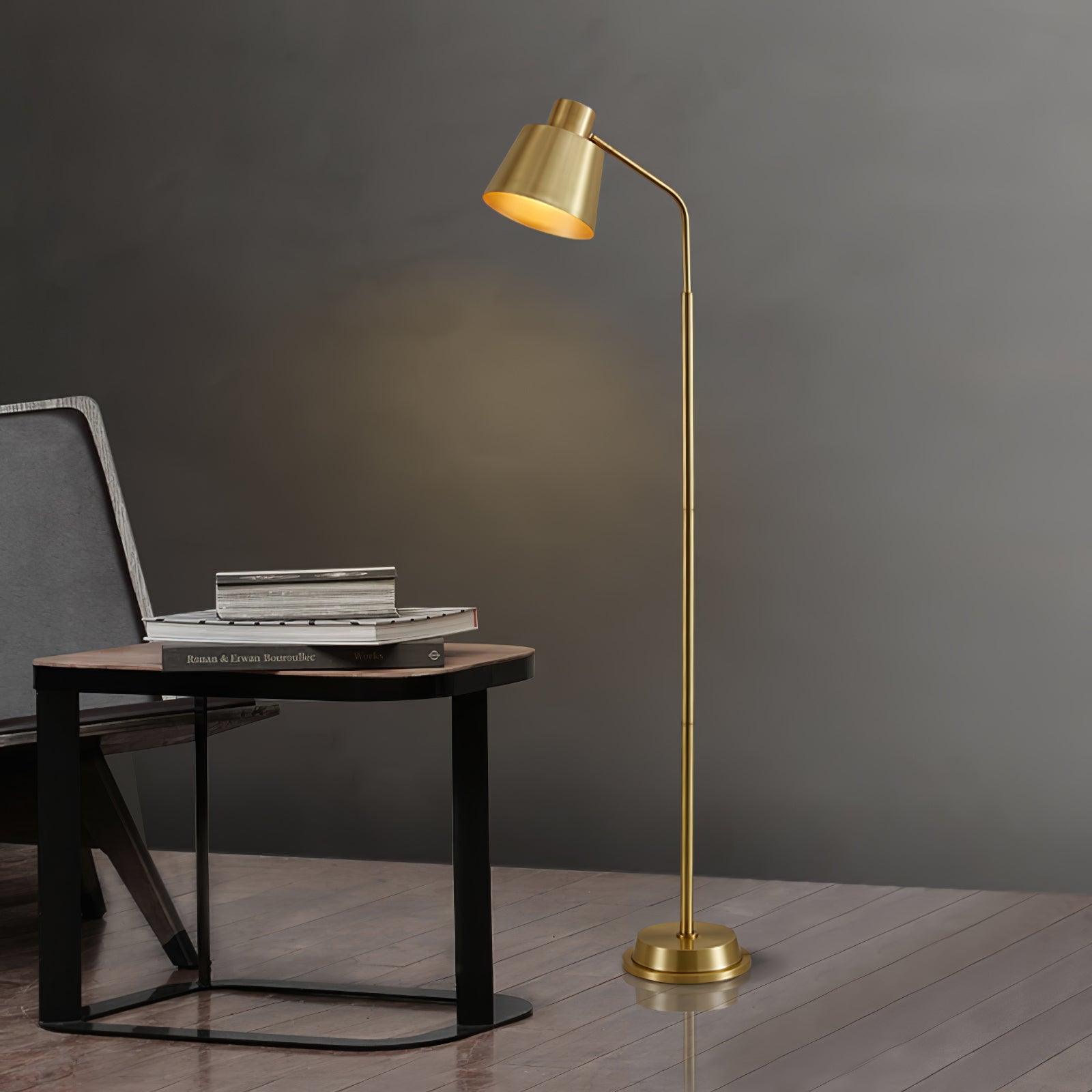 Contemporary Brass Gold Standing Floor Lamp Minimalist LED Lighting for Living Room