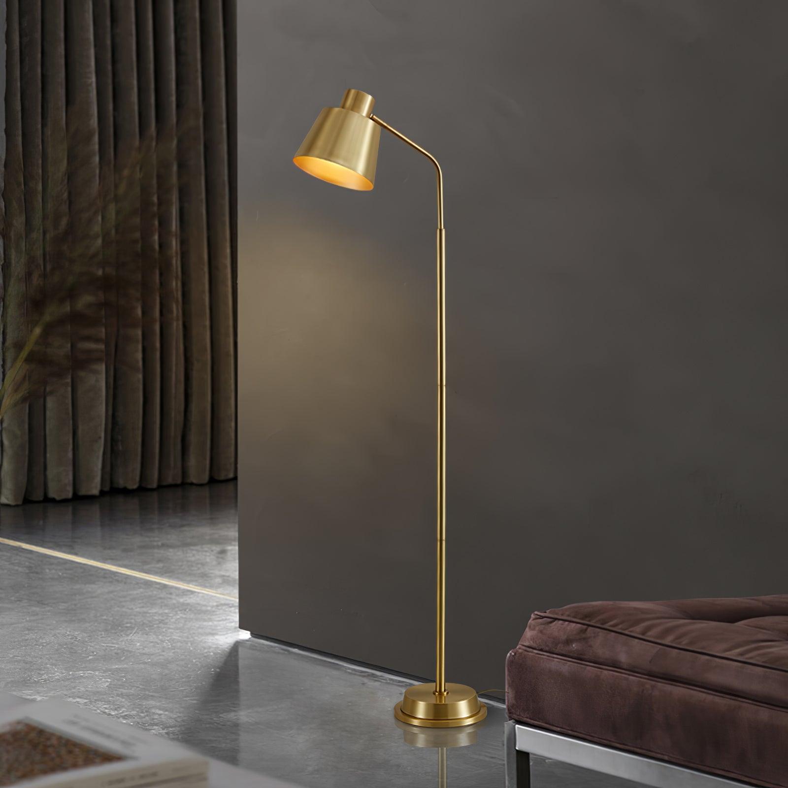 Contemporary Brass Gold Standing Floor Lamp Minimalist LED Lighting for Living Room