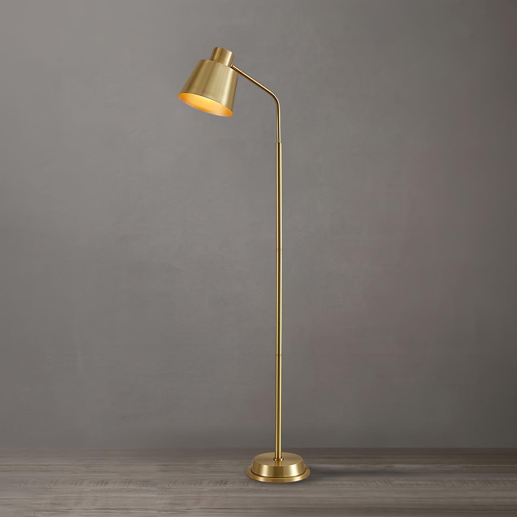 Contemporary Brass Gold Standing Floor Lamp Minimalist LED Lighting for Living Room