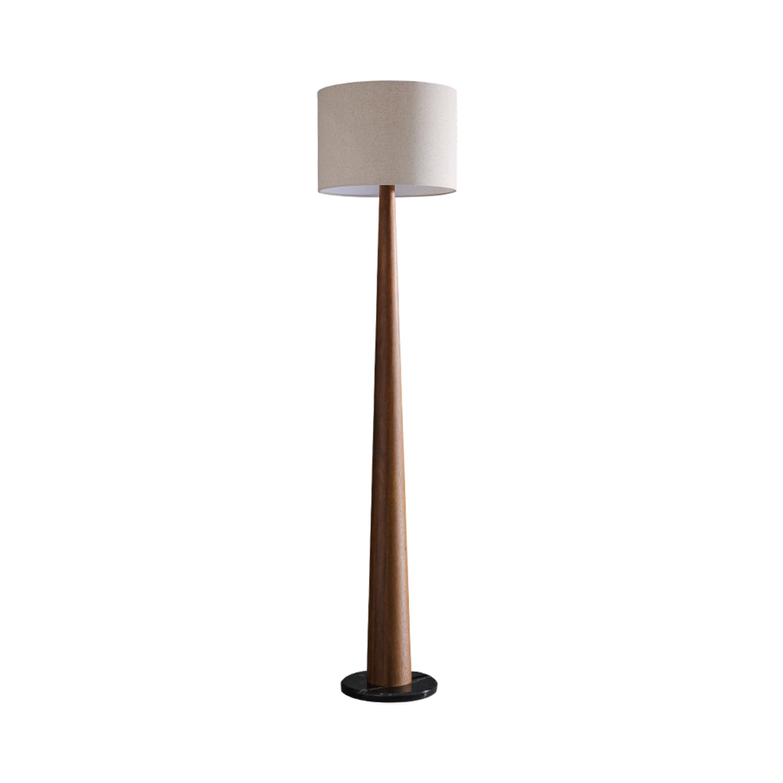 Zhanming Modern Wooden Floor Lamp with Marble Base and Tall Fabric Shade Uplight