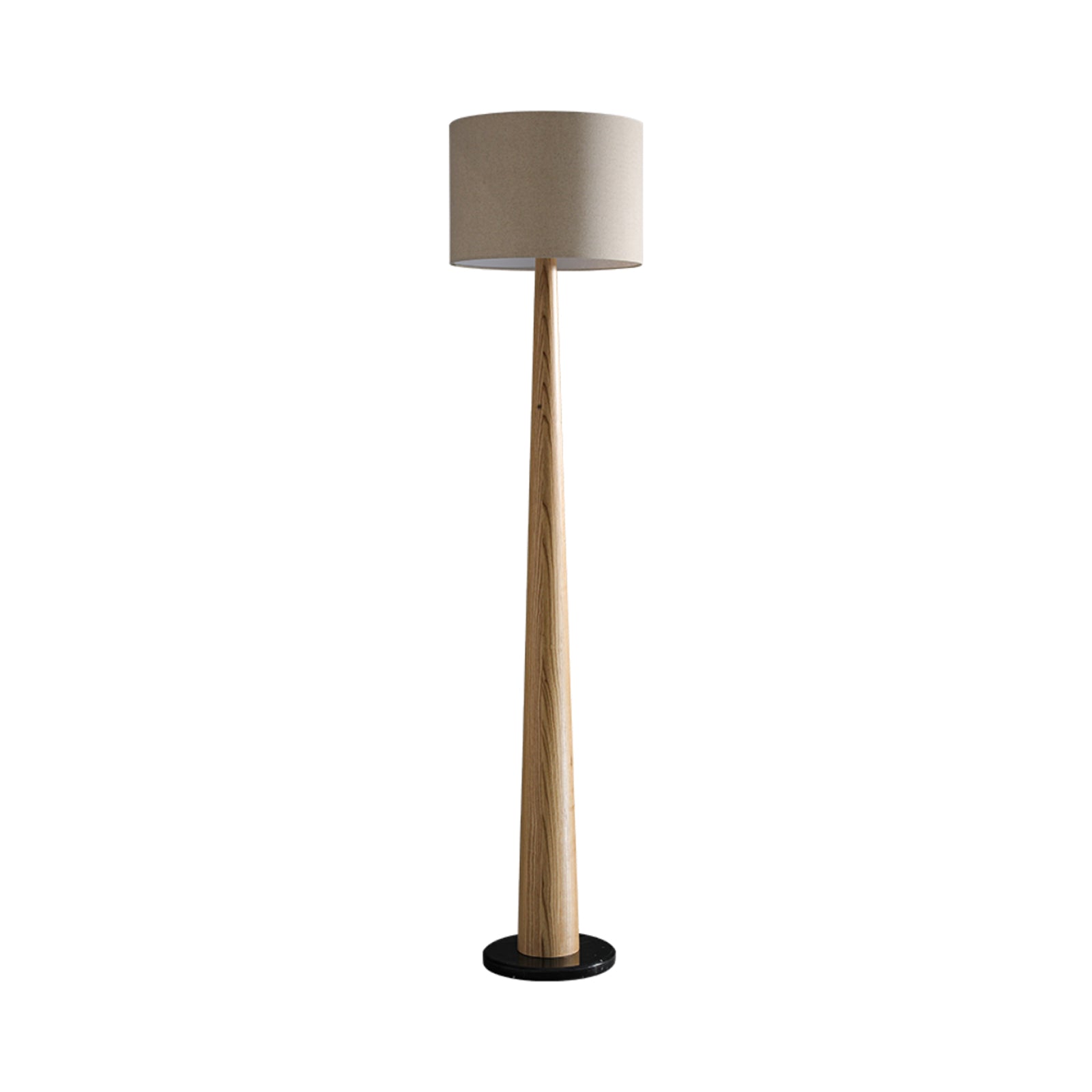 Zhanming Modern Wooden Floor Lamp with Marble Base and Tall Fabric Shade Uplight