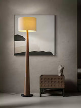 Zhanming Modern Wooden Floor Lamp with Marble Base and Tall Fabric Shade Uplight