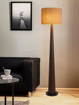 Zhanming Modern Wooden Floor Lamp with Marble Base and Tall Fabric Shade Uplight