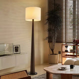 Zhanming Modern Wooden Floor Lamp with Marble Base and Tall Fabric Shade Uplight