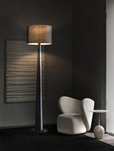 Zhanming Modern Wooden Floor Lamp with Marble Base and Tall Fabric Shade Uplight