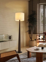 Zhanming Modern Wooden Floor Lamp with Marble Base and Tall Fabric Shade Uplight