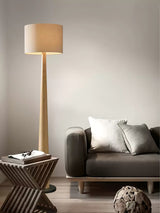 Zhanming Modern Wooden Floor Lamp with Marble Base and Tall Fabric Shade Uplight