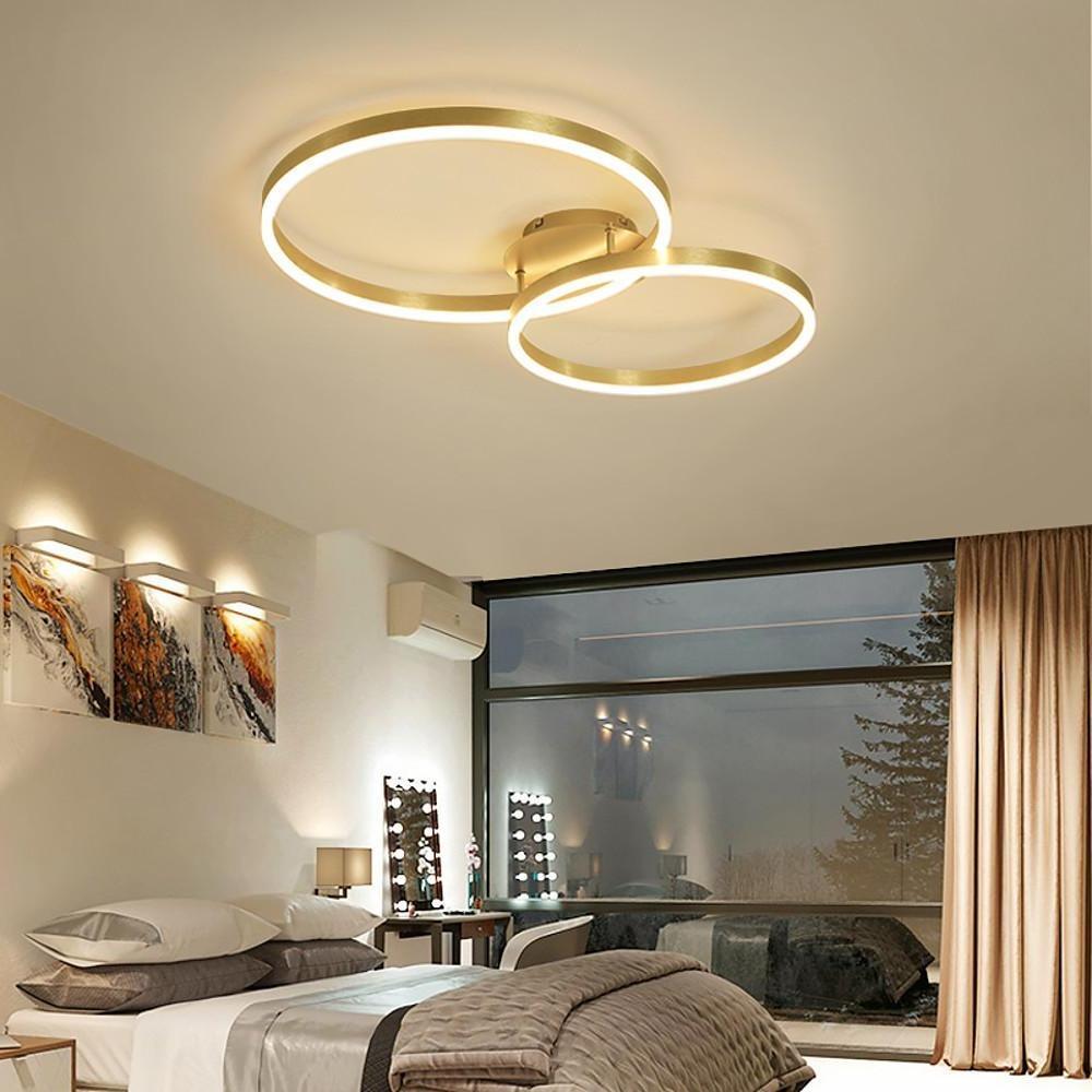 Modern Nordic Gold 2 Ring LED Flush Mount Ceiling Light Fixture for Home Decor