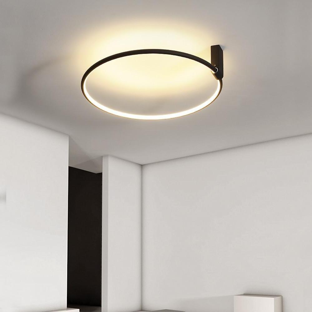 Abstract Double Circle LED Flush Mount Ceiling Light Modern Metal Bedroom Lighting Fixture