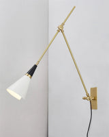 Adjustable Arm Plug In Wall Lamp with Metal Shade Mid Century Modern Sconce