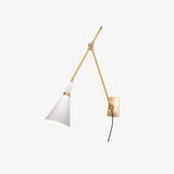 Adjustable Arm Plug In Wall Lamp with Metal Shade Mid Century Modern Sconce