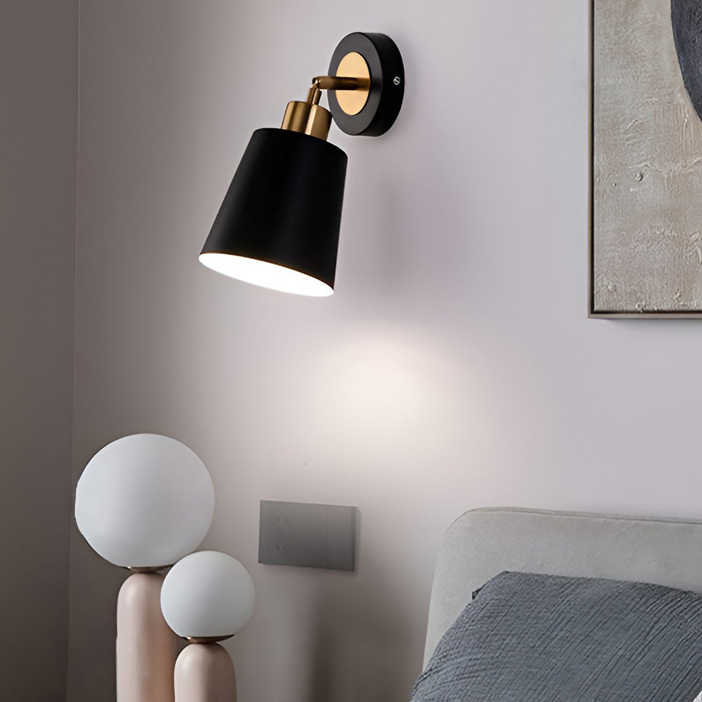 Adjustable Black and Gold LED Wall Sconce Nordic Style 3 Step Dimming Bedroom Light