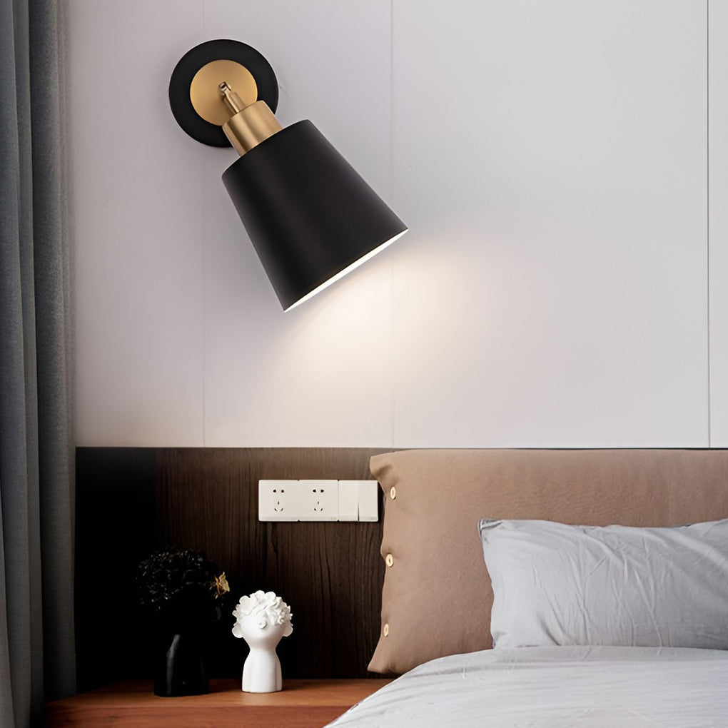 Adjustable Black and Gold LED Wall Sconce Nordic Style 3 Step Dimming Bedroom Light