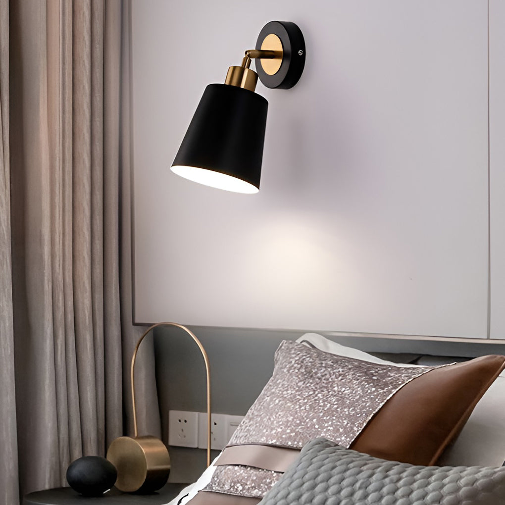 Adjustable Black and Gold LED Wall Sconce Nordic Style 3 Step Dimming Bedroom Light