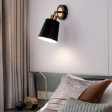 Adjustable Black and Gold LED Wall Sconce Nordic Style 3 Step Dimming Bedroom Light