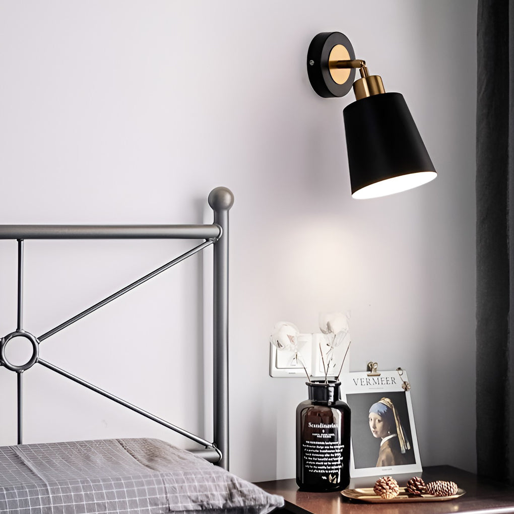 Adjustable Black and Gold LED Wall Sconce Nordic Style 3 Step Dimming Bedroom Light