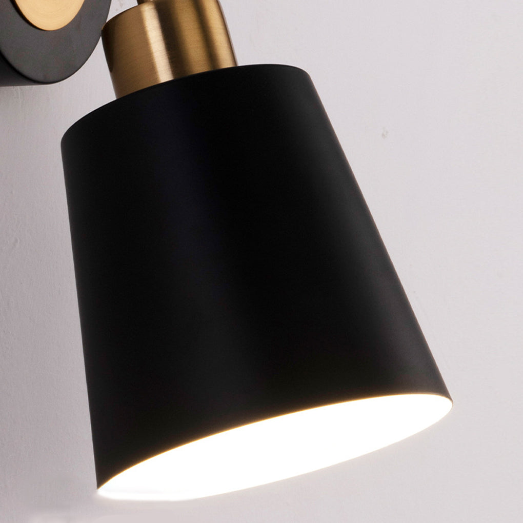 Adjustable Black and Gold LED Wall Sconce Nordic Style 3 Step Dimming Bedroom Light